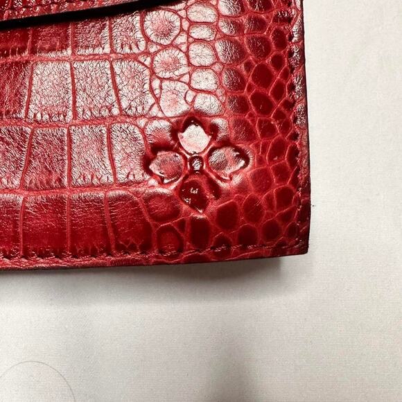 Patricia Nash Embossed Vintage Red Crocodile Leather Shoulder Bag Buckle closure - Picture 7 of 8